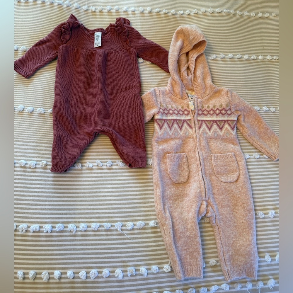 Carters Burgundy Sweater Romper & Winter Romper - size 3m